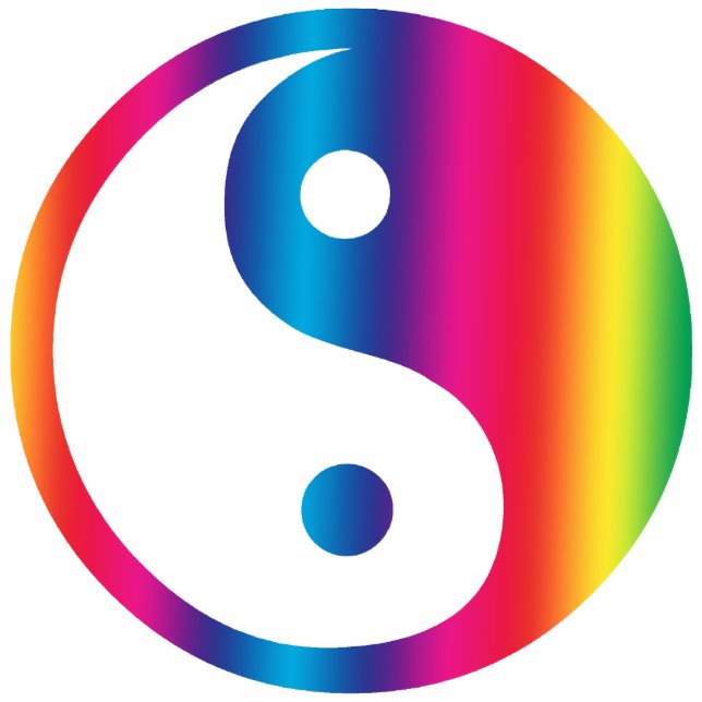 Rainbow Yin Yang Symbol Photo Sculpture Decoration (Front)