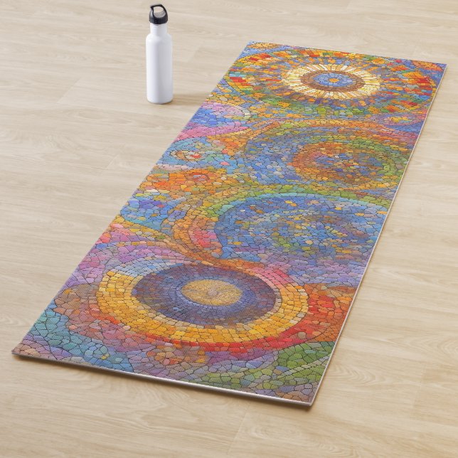 Rainbow Yoga Mat - Colourful Pretty Mosaic Art (In Situ)