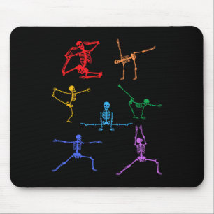 Rainbow Yoga Skeleton Exercise Bone Halloween Part Mouse Mat