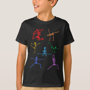 Rainbow Yoga Skeleton Exercise Bone Halloween Part T-Shirt