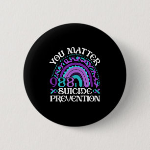 Rainbow You 988 Suicide Prevention Awareness Ribbo 6 Cm Round Badge