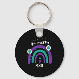 Rainbow You 988 Suicide Prevention Awareness Ribbo Key Ring