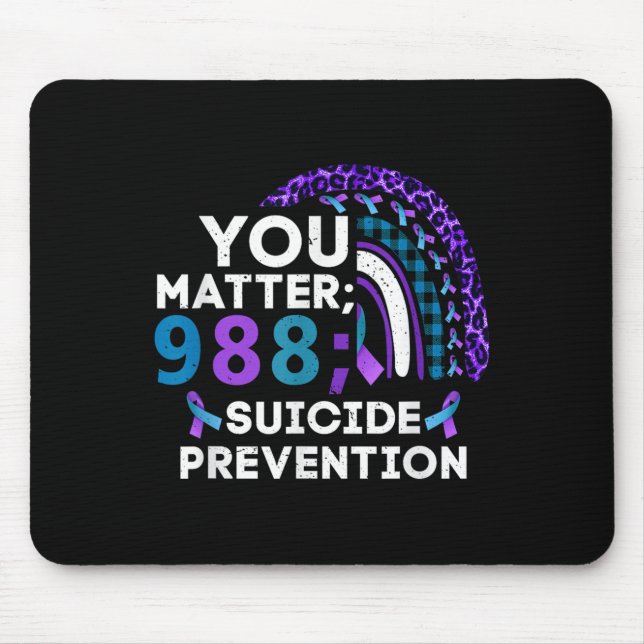 Rainbow You 988 Suicide Prevention Awareness Ribbo Mouse Mat (Front)