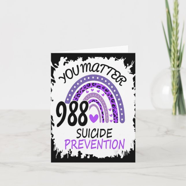 Rainbow You 988 Suicide Prevention Colorful  Card (Front)