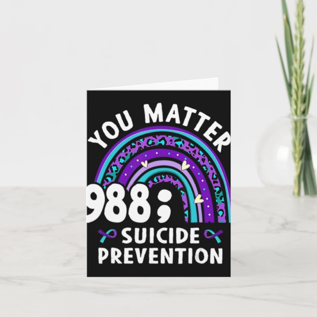 Rainbow You 988 Suicide Preventions Week Ri  Card (Front)