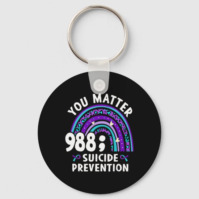 Rainbow You 988 Suicide Preventions Week Ri  Key Ring (Front)