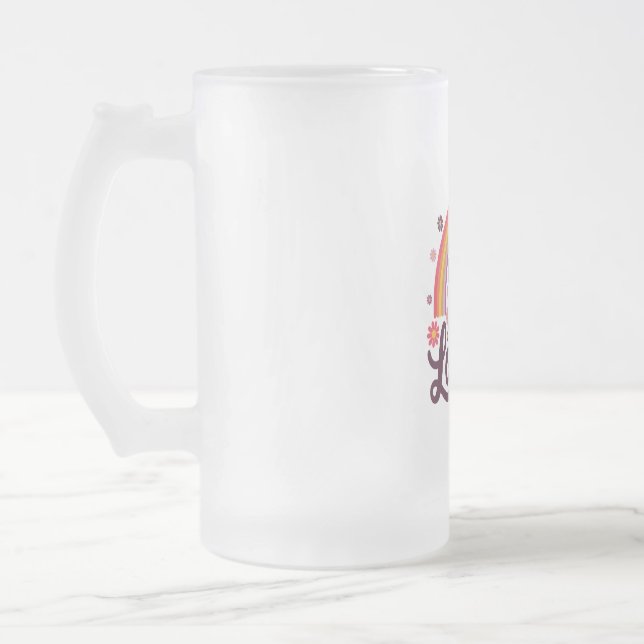 Rainbow You Loved  Frosted Glass Beer Mug (Left)