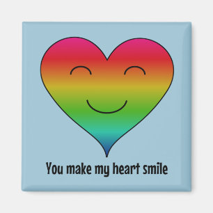 Rainbow you make my heart smile blue magnet