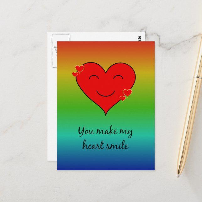 Rainbow you make my heart smile postcard (Front/Back In Situ)