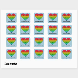 Rainbow you make my heart smile square sticker