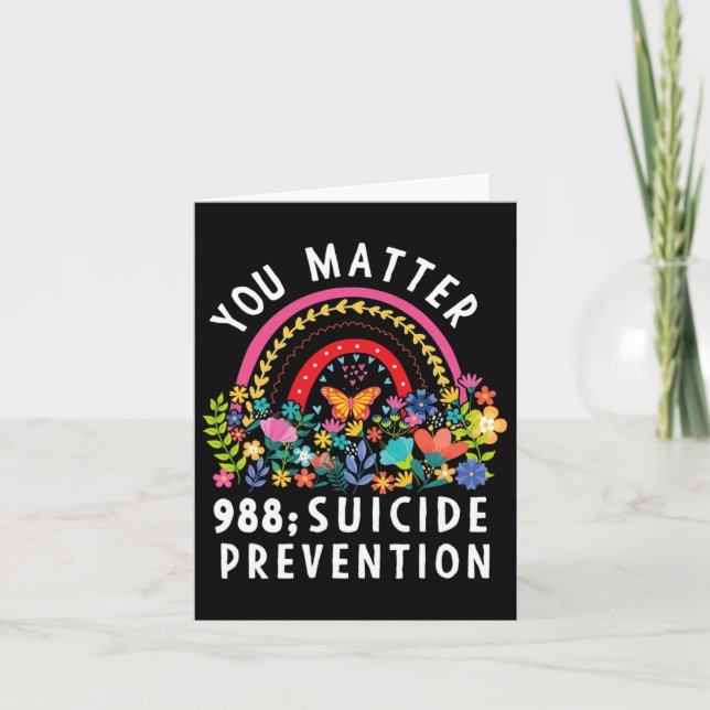 Rainbow You Problem 988 Suicide Prevention Awarene Card (Front)