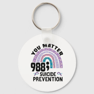 Rainbow You Problem 988 Suicide Prevention Awarene Key Ring