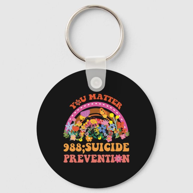 Rainbow You Problem 988 Suicide Prevention Awarene Key Ring (Front)
