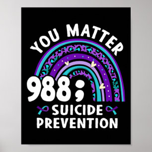 Rainbow You Problem 988 Suicide Prevention Awarene Poster