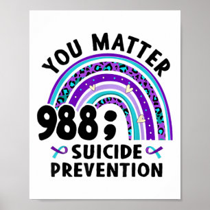 Rainbow You Problem 988 Suicide Prevention Awarene Poster