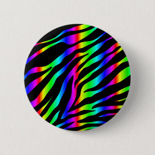 rainbow zebra 6 cm round badge