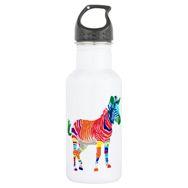 Rainbow Zebra Animals Monogrammed Pattern Party 532 Ml Water Bottle (Front)
