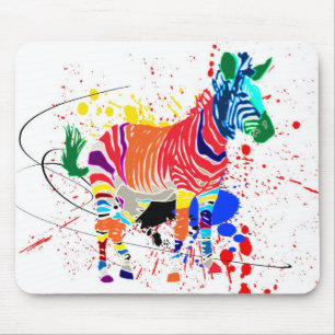 Rainbow Zebra Animals Monogrammed Pattern Party Mouse Mat