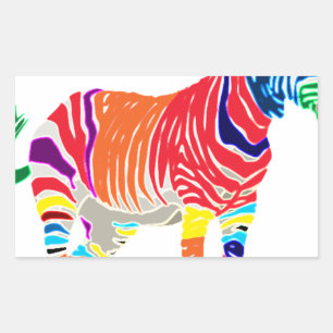 Rainbow Zebra Animals Monogrammed Pattern Party Rectangular Sticker