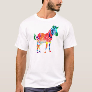 Rainbow Zebra Animals Monogrammed Pattern Party T-Shirt