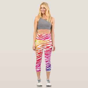 Rainbow Zebra Capri Leggings