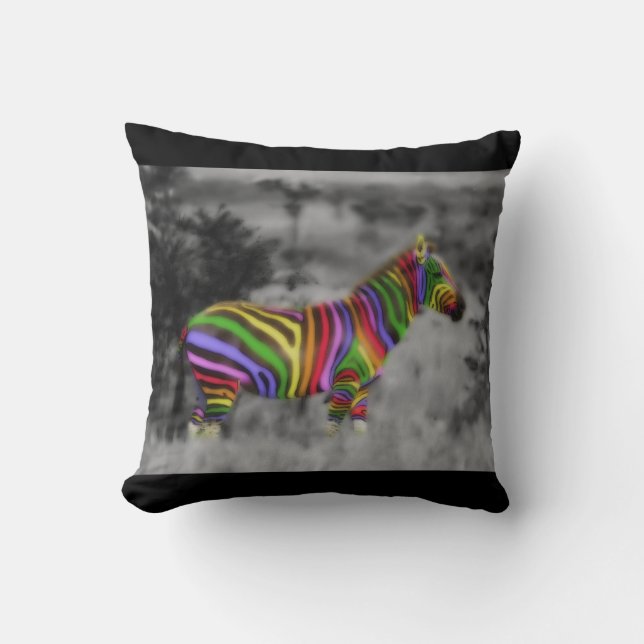 Rainbow Zebra Cushion (Front)