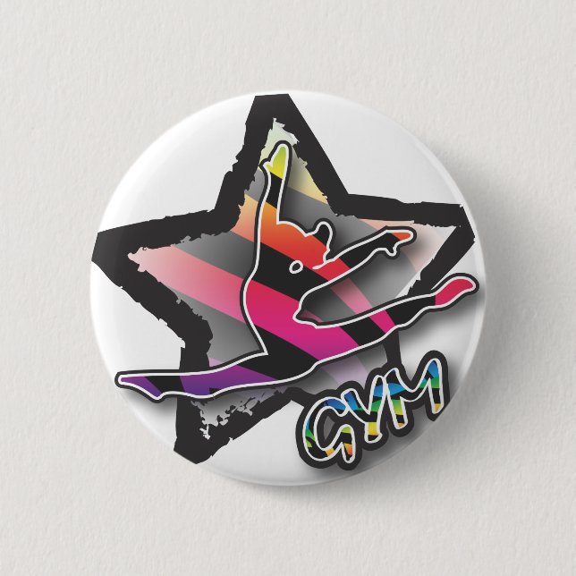 Rainbow Zebra Gymnastics 6 Cm Round Badge (Front)