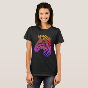 Rainbow Zebra Head T-Shirt