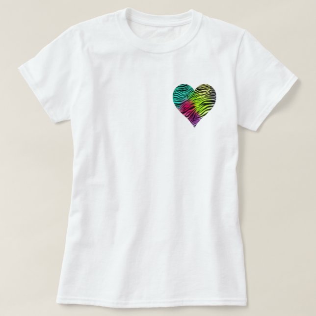 Rainbow Zebra Heart T-Shirt (Design Front)