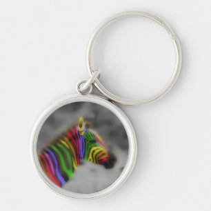 Rainbow Zebra Key Ring