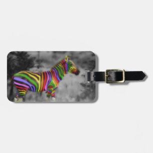 Rainbow Zebra Luggage Tag