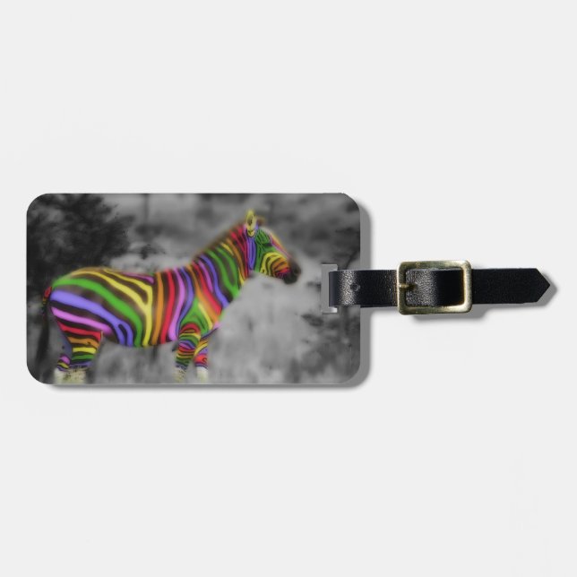 Rainbow Zebra Luggage Tag (Front Horizontal)