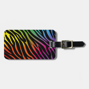 Rainbow zebra luggage tag