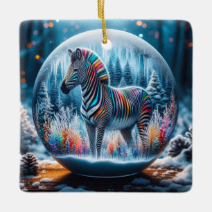 Rainbow Zebra Ornament