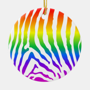 Rainbow Zebra Pattern Ceramic Tree Decoration