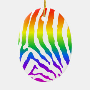 Rainbow Zebra Pattern Ceramic Tree Decoration