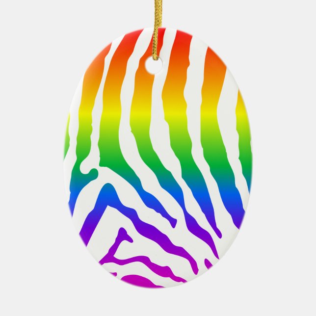 Rainbow Zebra Pattern Ceramic Tree Decoration (Front)