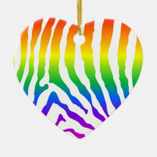 Rainbow Zebra Pattern Ceramic Tree Decoration