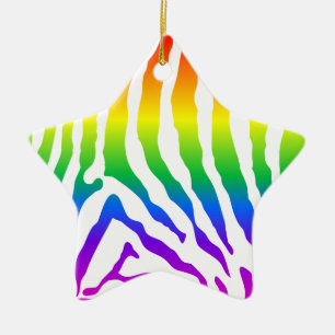 Rainbow Zebra Pattern Ceramic Tree Decoration
