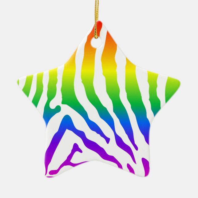 Rainbow Zebra Pattern Ceramic Tree Decoration (Front)