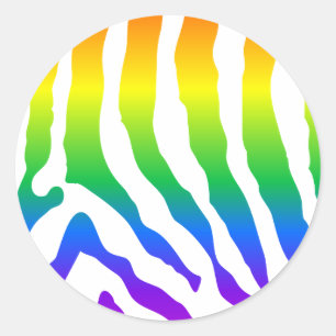 Rainbow Zebra Pattern Classic Round Sticker