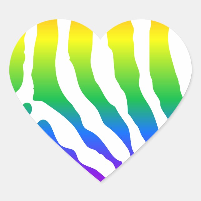 Rainbow Zebra Pattern Heart Sticker (Front)