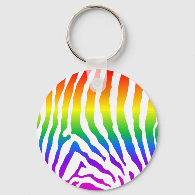 Rainbow Zebra Pattern Key Ring (Front)