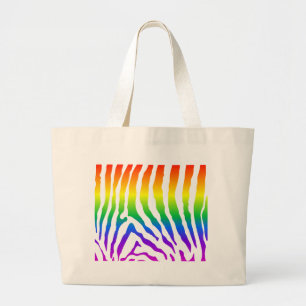 Rainbow Zebra Pattern Large Tote Bag