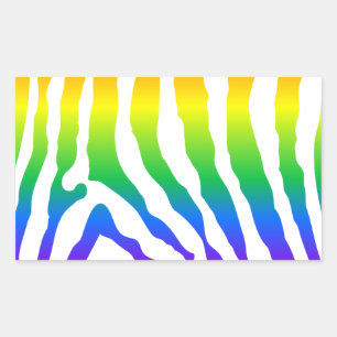 Rainbow Zebra Pattern Rectangular Sticker