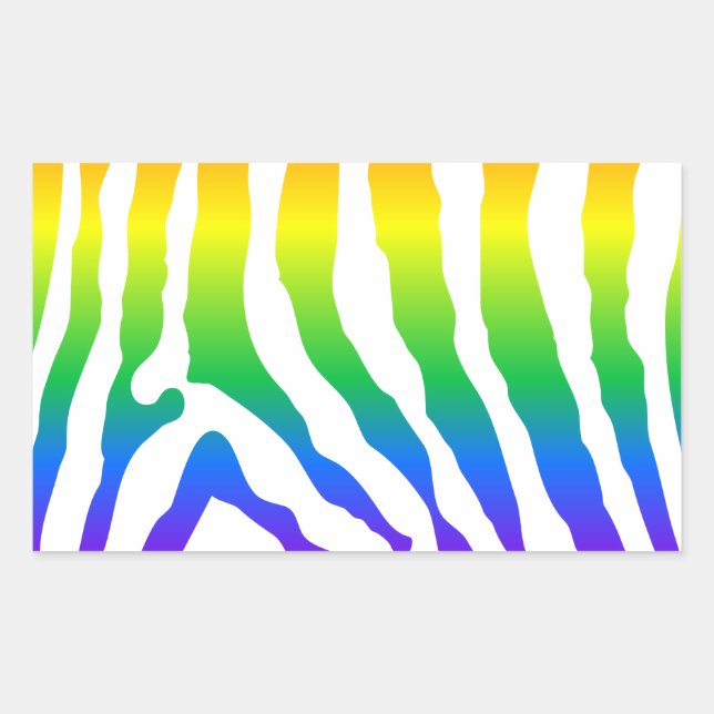 Rainbow Zebra Pattern Rectangular Sticker (Front)
