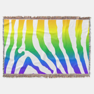 Rainbow Zebra Pattern Throw Blanket