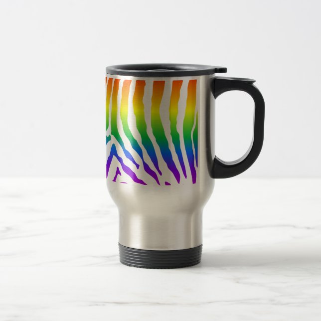 Rainbow Zebra Pattern Travel Mug (Right)