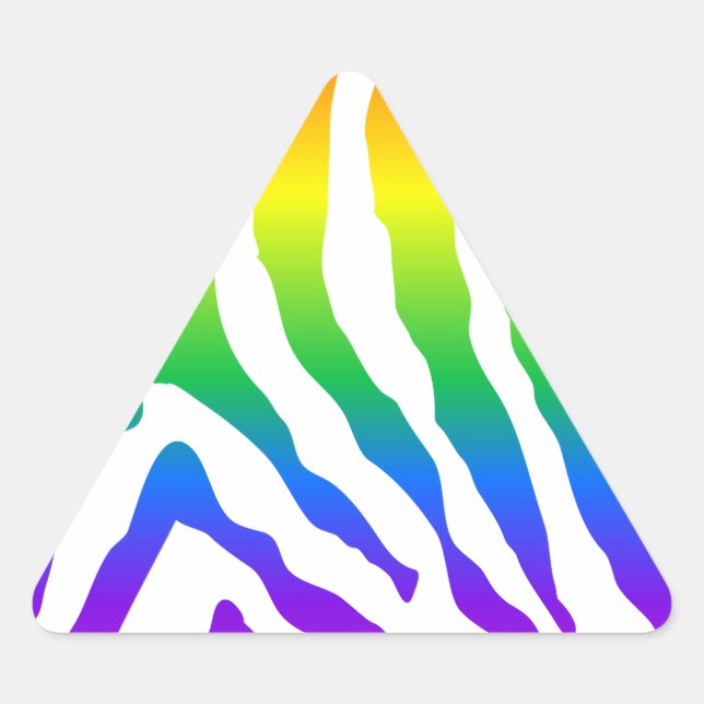 Rainbow Zebra Pattern Triangle Sticker (Front)