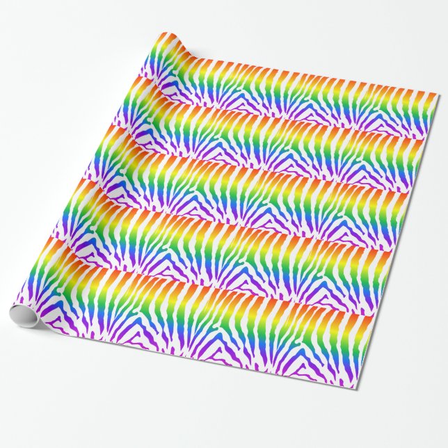 Rainbow Zebra Pattern Wrapping Paper (Unrolled)
